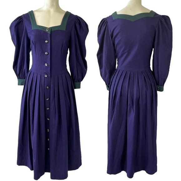 Vintage Dresses & Skirts - COTTAGECORE PURPLE DRESS RENAISSANCE VTG MAXI DRESS  MEDIEVAL GRAPE DRESS LARGE